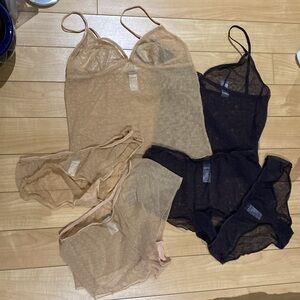 6 piece lot BODAS Swiss dot mesh cami camisole bralet tank tank panty
